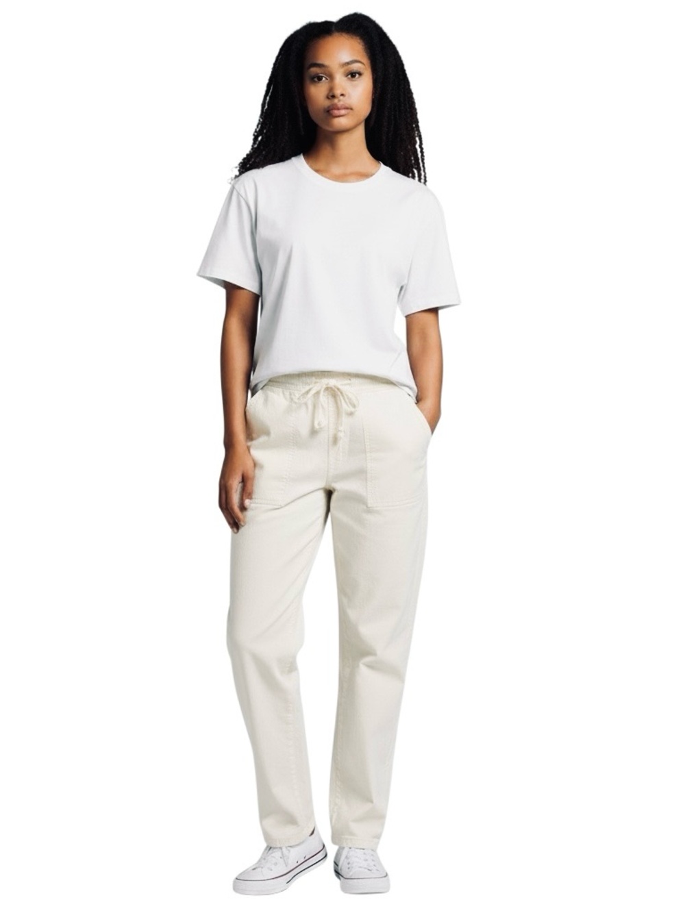 Carve Designs Zoe Twill Pant SZ S Birch White Organic Cotton Blend Relaxed 27"